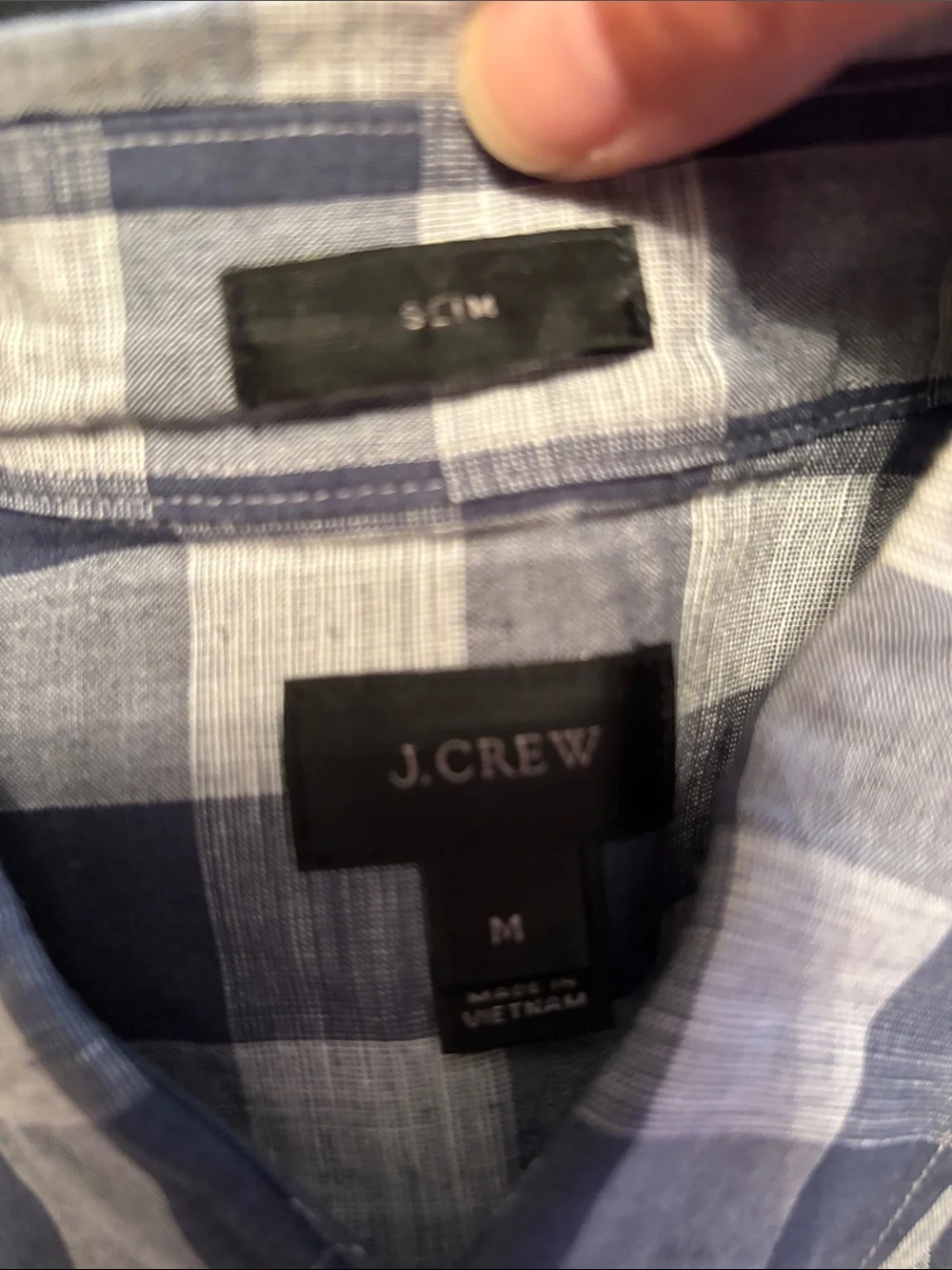 J. Crew Baird McNutt Irish Linen Slim Fit Blue/Gray Plaid Button-Down Shirt M